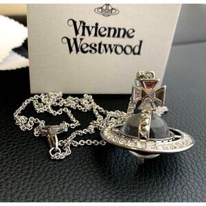Vivienne Westwood PINA ORB EARRINGS Necklace Silver Pendant with drawstring
